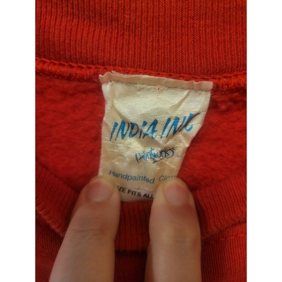 Vtg Womens Sweatshirt Americana Handpainted Red - Picture 6 of 7